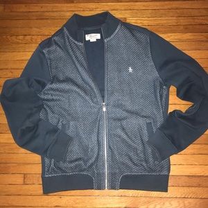 Long sleeve Zip up jacket penguin navy elbow patch